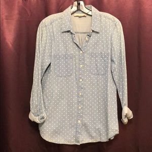 Polka dot chambray shirt